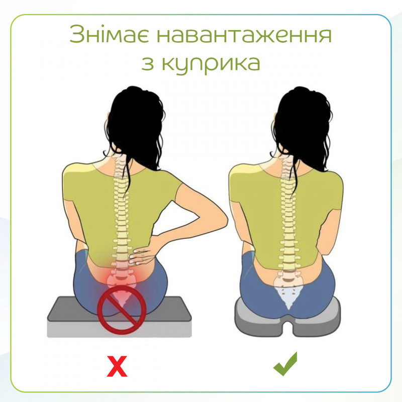 Ортопедична подушка для сидіння Model-1, Correct Shape®. Подушка від геморою, подагри, простатиту сірий