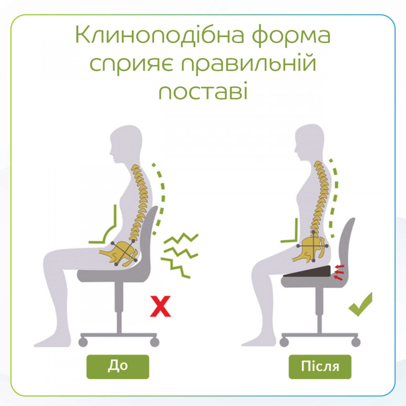 Ортопедична подушка для сидіння - Max Comfort, Correct Shape®. Подушка від геморою, простатита, подагри смарагдовий