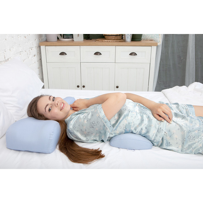 Подушка ортопедична під поперек для сну Roller Pillow Back (тенсел) Beauty Balance® блакитний
