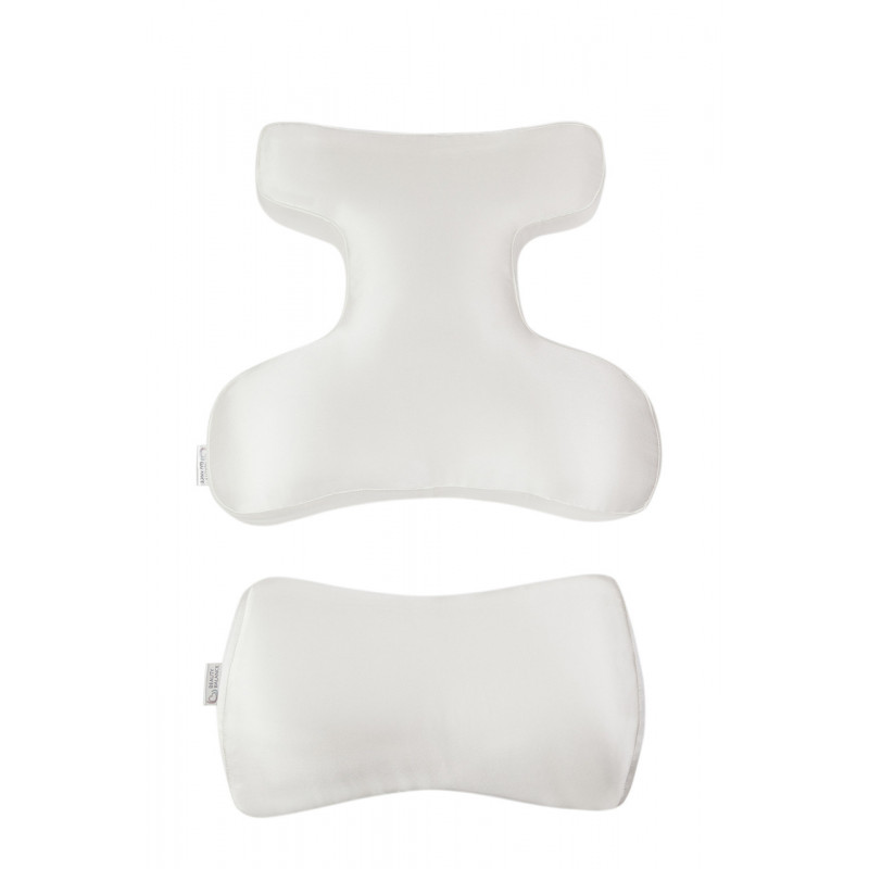 Комплект BEAUTY SET - ортопедичні подушки для сну на животі Beauty Balance® (Face Pillow №1 & Roller Pillow №2) шовк айворі