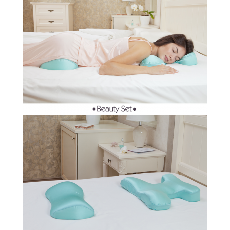 BEAUTY SET - ортопедична подушка для сну під голову Beauty Balance® ШОВК (FACE PILLOW №1) м'ята