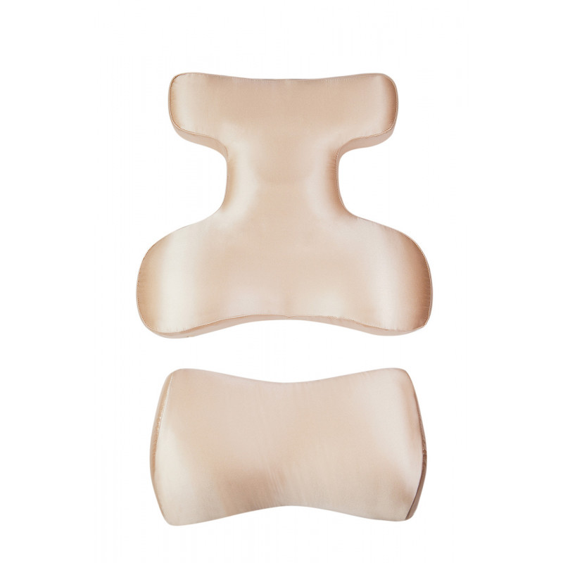 Комплект BEAUTY SET - ортопедичні подушки для сну на животі Beauty Balance® (Face Pillow №1 & Roller Pillow №2) шовк бежевий