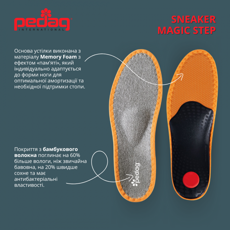 Ортопедична устілка – супінатор для закритого взуття SNEAKER MAGIC STEP 180 Pedag