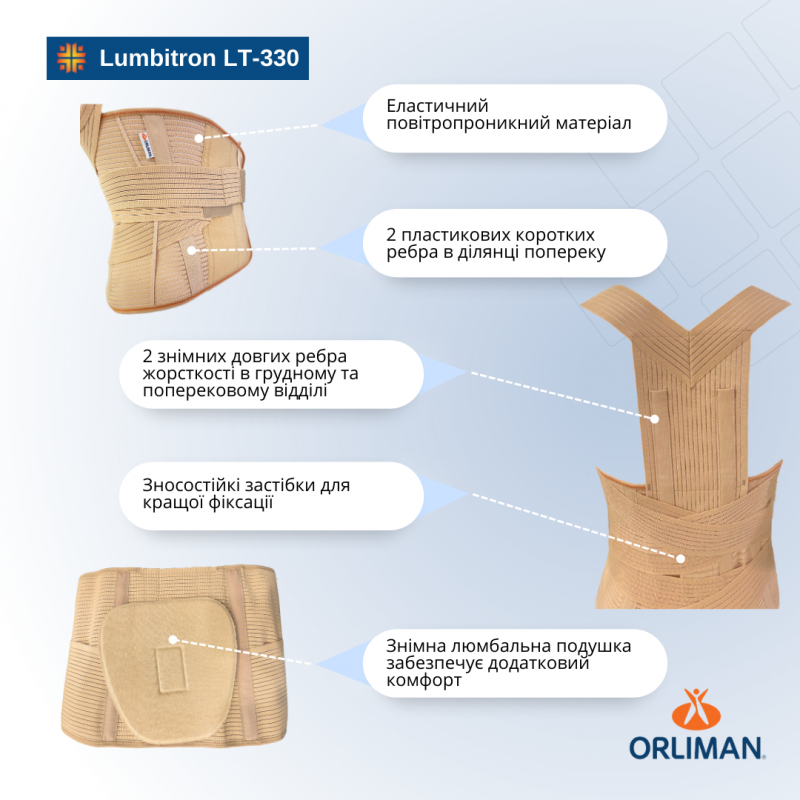 Жорсткий корсет грудопоперекового відділу Orliman Lumbitron LT-330