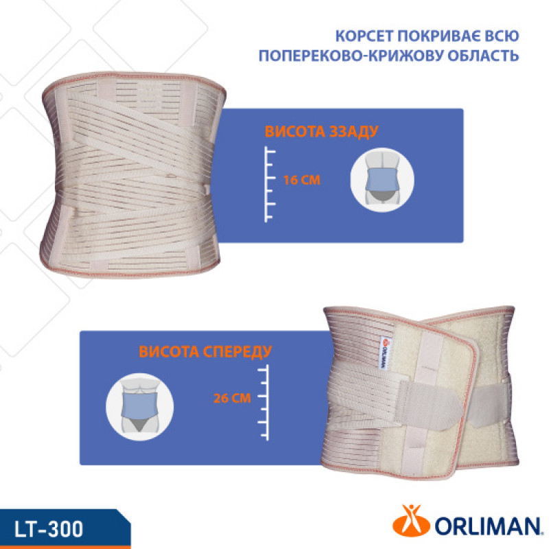 Еластичний посилений напівжорсткий корсет Orliman Lumbitron LT-300