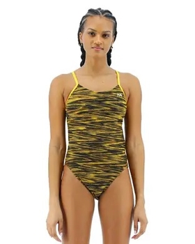 Суцільний жіночий купальник TYR Women's Fizzy Cutoutfit, Black/Gold 26