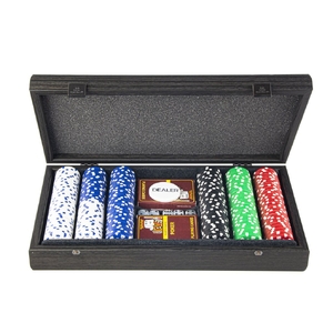PXL10.300 Manopoulos Poker set (300pcs of 11,50gr &amp; 2*playing cards) in Black wooden replica case