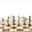 S4RED Manopoulos Greek Mythology chess set with gold-silver chessmen/Red chessboard 36cm
