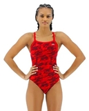 Суцільний жіночий купальник TYR Women’s Camo Diamondfit, Red 30
