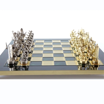 S4GRE Manopoulos Greek Mythology chess set with gold-silver chessmen/Green chessboard 36cm