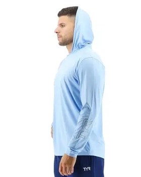 Футболка чоловіча з капюшоном TYR Men’s SunDefense Hooded Shirt, Sky Blue, M