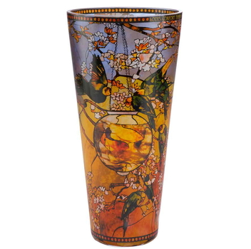 GOE-66487821 Artis Orbis - Louis Comfort Tiffany 'Vase glass - Parakeets' Goebel