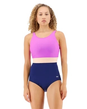 Суцільний жіночий купальник TYR Women's Splice Belted Controlfit, Purple/Multi 14