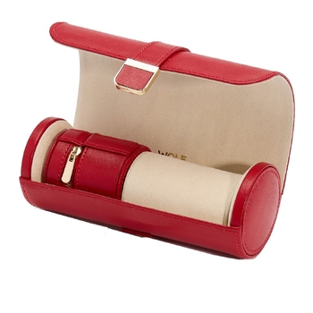 213972 Palermo Double Watch Roll With Jewelry Pouch - Red WOLF