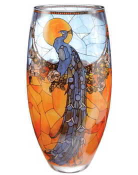 GOE-66909421 Artis Orbis - Louis Comfort Tiffany 'Vase glass - Peacock blue' Goebel