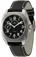 8000-9-a1 Zeno-Watch Basel Mech, black dial, sec.9h- black leather strap