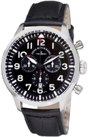 6569-5030Q-a1 Zeno-Watch Basel Quartz, Chrono, bk dial, date, bk leather strap