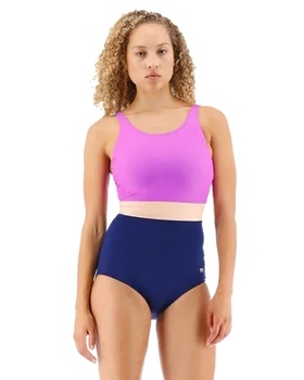 Суцільний жіночий купальник TYR Women's Splice Belted Controlfit, Purple/Multi 14