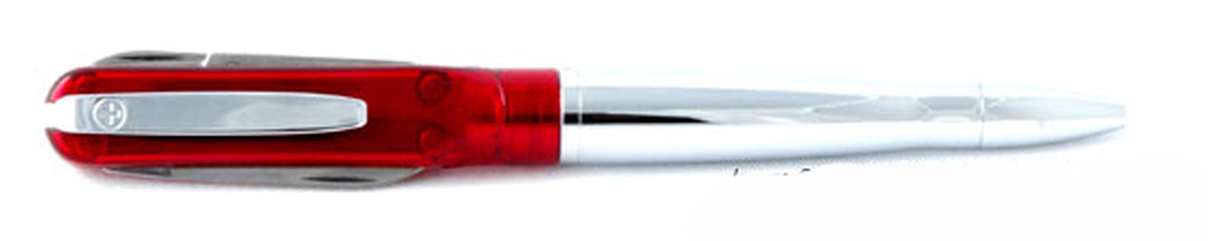 SP102 Ручка - нож с фонариком, стальная с красным Wagner of Switzerland