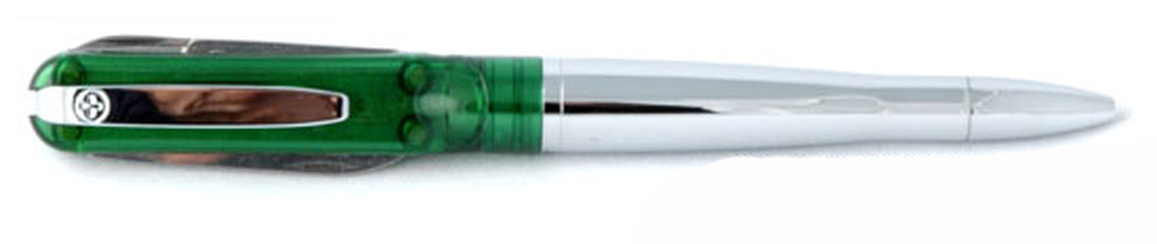 SP104 Ручка - нож с фонариком, стальная с зеленым Wagner of Switzerland