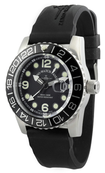 6349Q-GMT-a1 Zeno-Watch Basel Diver, Quartz, GMT, black bezel, Mineral, bk rubber strap