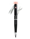 SP176 Ручка - нож с фонариком, черная Wagner of Switzerland