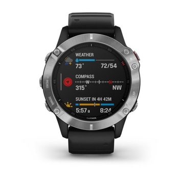 Спортивные часы Garmin fenix 6 Silver, Black Band, GPS навігатор