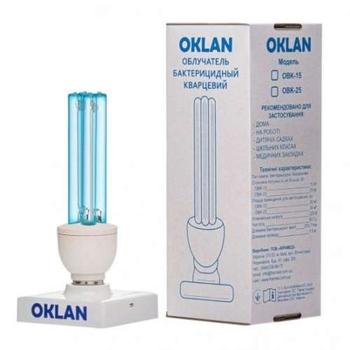 Кварцово-бактерицидна безозонова лампа OKLAN OBK-15