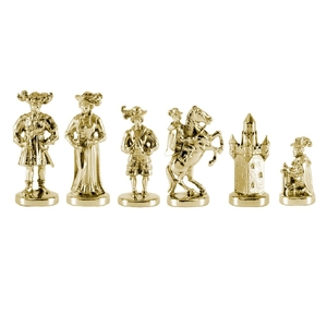 F12 Manopoulos Medieval Knights Metal chessmen gold-silver