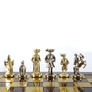S12BRO Manopoulos Medieval Knights chess set with gold-silver chessmen/Brown chessboard 44cm