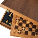 SW4040H Manopoulos Olive Burl chessboard 40cm with modern style chessmen 7.6cm in luxury wooden gift box