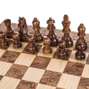 SW4234J Manopoulos Walnut Burl Chessboard 34cm with Staunton wooden Chessmen 6.5cm