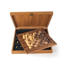 SW4234J Manopoulos Walnut Burl Chessboard 34cm with Staunton wooden Chessmen 6.5cm