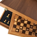 SW43B40H Manopoulos Olive Burl Chessboard 40cm with Staunton Chessmen