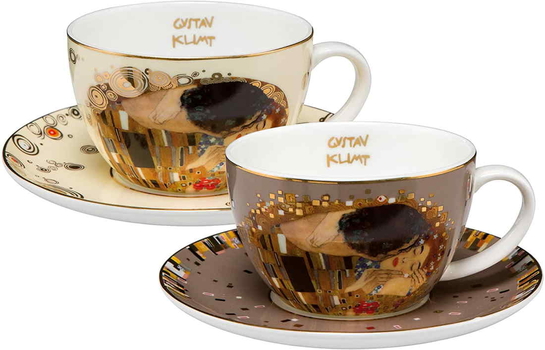 GOE-67012511 Artis Orbis Gustav Klimt - Set Tea Cups - &quot;The Kiss&quot; limited Goebel
