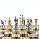 S10RED Manopoulos Archers chess set with gold-silver chessmen/Red chessboard 44cm