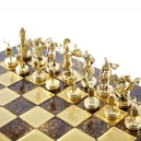 S4BRO Manopoulos Greek Mythology chess set with gold-silver chessmen/Brown chessboard 36cm