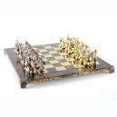 S4BRO Manopoulos Greek Mythology chess set with gold-silver chessmen/Brown chessboard 36cm