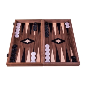 TS1K Manopoulos Handmade Wooden Backgammon Walnut Black &amp; Oak points Combo