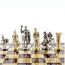 S11RED Manopoulos Greek Roman Period chess set with gold-silver chessmen/Red chessboard 44cm