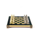 S1GRE Manopoulos Byzantine Empire chess set with gold-silver chessmen / Green chessboard
