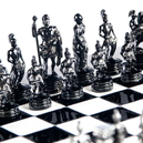 S3DABW Manopoulos Greek Roman Period chess set, black/grey chessmen / Aluminum Chessboard black/white 28cm