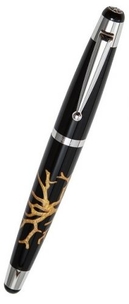 COR.06 RB black resin gold powder inserted in barrel rhodinated Ручка Роллер Signum