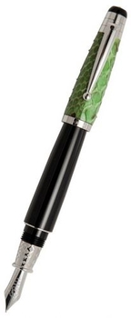 NP 001S.M FP cap with green python barrel black resin rhodinated Перьевая Ручка Signum