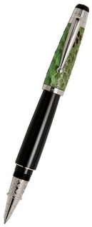 NP 002R RB cap with green python barrel black resin rhodinated d Ручка Роллер Signum