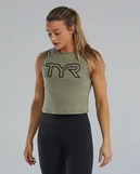 Жіноча майка TYR Women's ClimaDry Crop Tech Tank– Solid, Olive Night Heather L (FPCTSO3A-930-L)