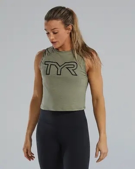 Жіноча майка TYR Women's ClimaDry Crop Tech Tank– Solid, Olive Night Heather M (FPCTSO3A-930-M)