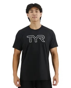 Футболка чоловіча з короткими рукавами TYR Men's ClimaDry Big Logo Tech Tee- Solid, Black M (MPTRSL3A-001-M)