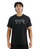 Футболка чоловіча з короткими рукавами TYR Men's ClimaDry Big Logo Tech Tee- Solid, Black XL (MPTRSL3A-001-XL)
