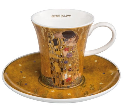 GOE-67011611 The Kiss – Espresso Cup with Saucer 8 cm 0.10 l Artis Orbis Gustav Klimt Goebel